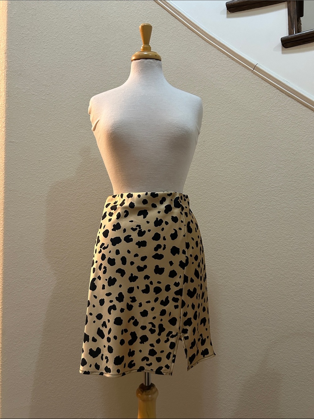 Renee C. Beige Skirt with Black Animal Spots